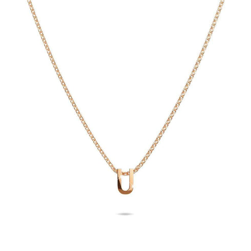 Initials Brick Alphabet Letter Necklace Rose Gold Layered Steel Jewellery